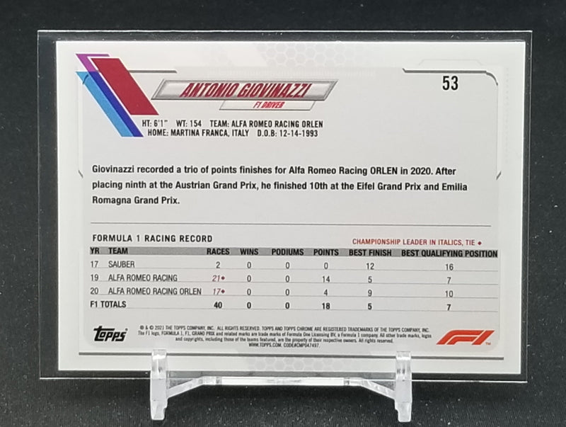 2021 TOPPS CHROME F1 - A. GIOVINAZZI -