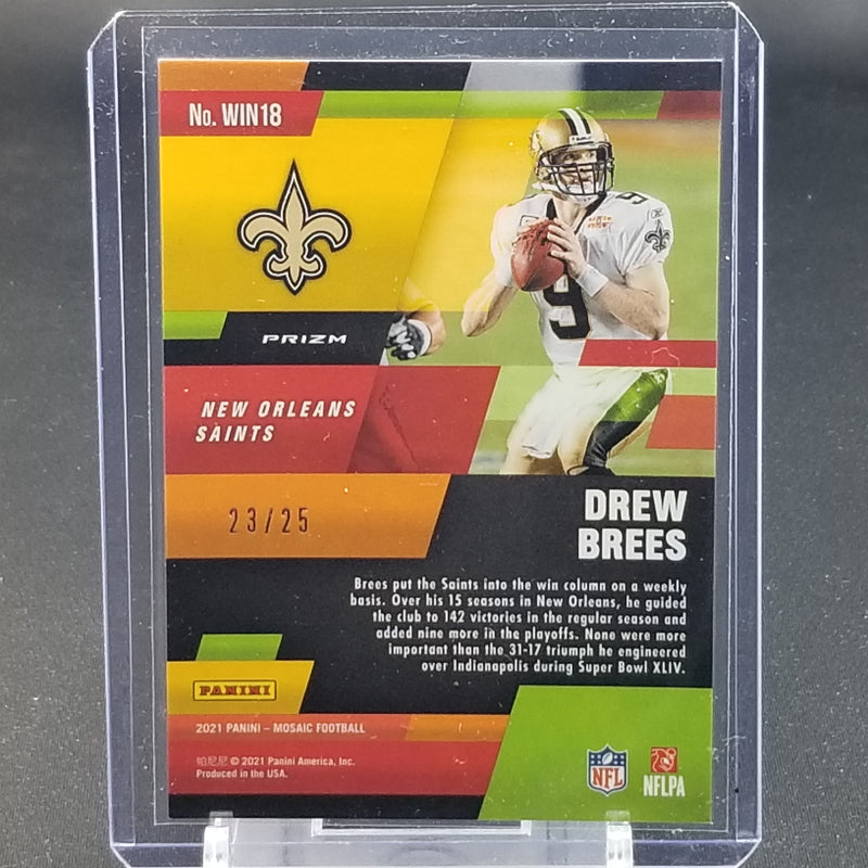 2021 PANINI MOSAIC - WHITE MOSAIC PRIZM - IN IT TO WIN IT - D. BREES - #WIN18 - #'D/25
