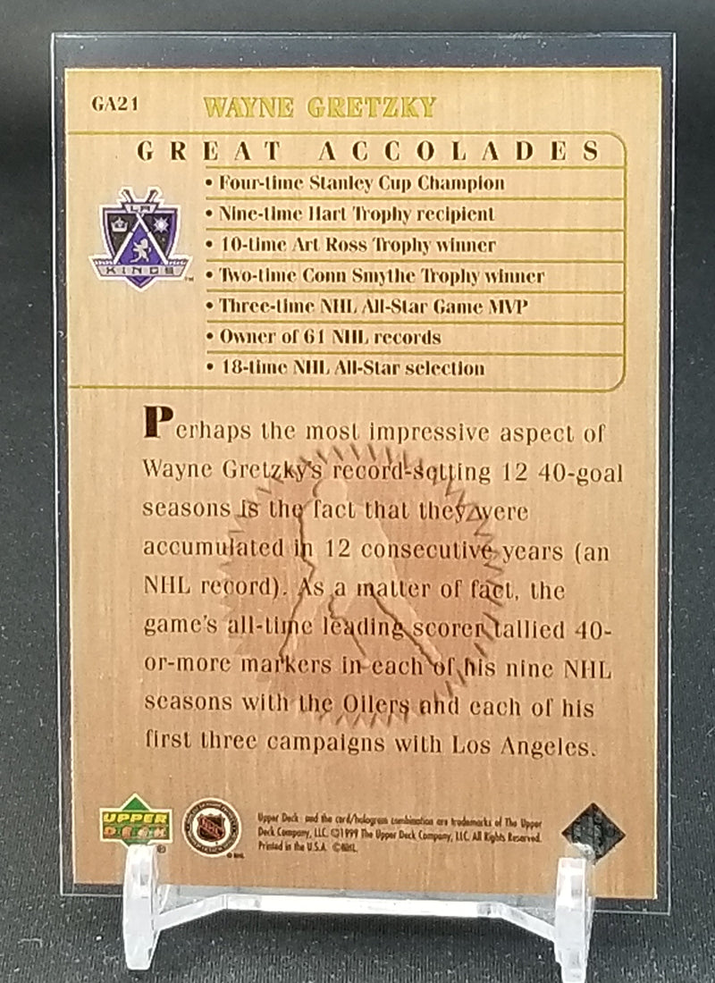 1999 UPPER DECK - GREAT ACCOLADES - W. GRETZKY -