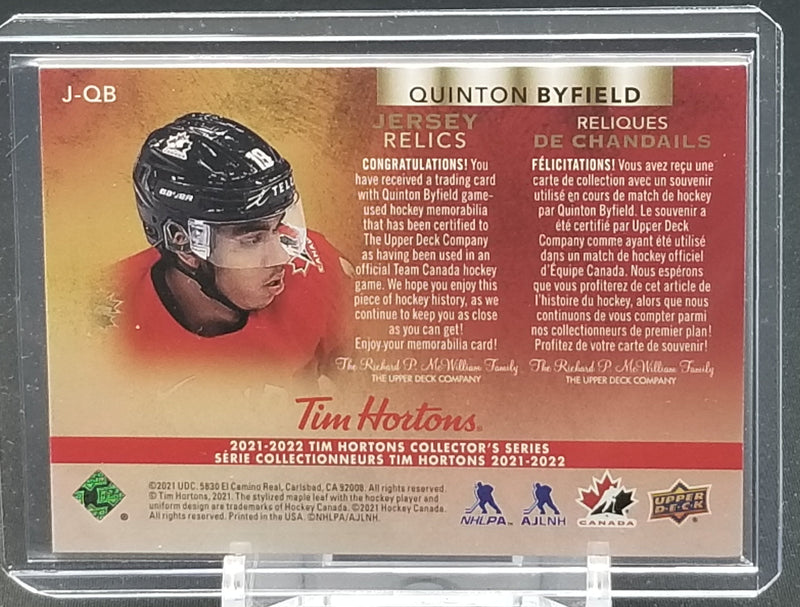 2021 UPPER DECK TIM HORTONS TEAM CANADA - JERSEY RELICS - Q. BYFIELD -