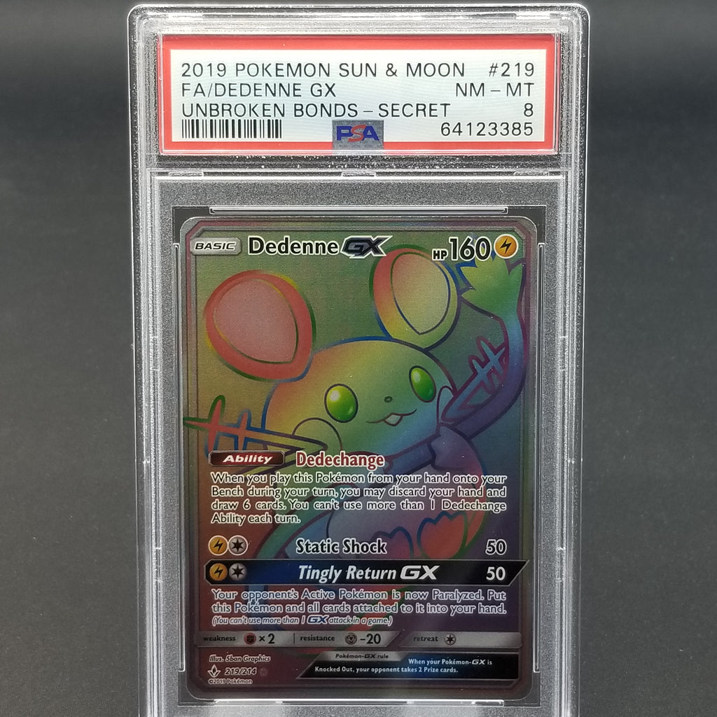 sun and moon unbroken bonds rare cards POKEMON - UNBROKEN BONDS - DEDENNE GX - RAINBOW - #219