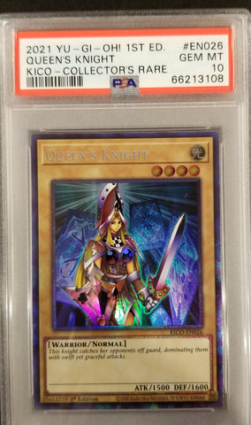 2021 YU-GI-OH! - FIRST EDITION - QUEEN'S KNIGHT - KICO - COLLECTORS RARE - #EN026 - PSA 10