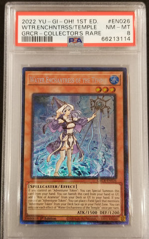 2022 YU-GI-OH! - WATER ENCHANTRESS OF THE TEMPLE - THE GRAND CREATORS - COLLECTORS RARE - #EN026 - PSA 8