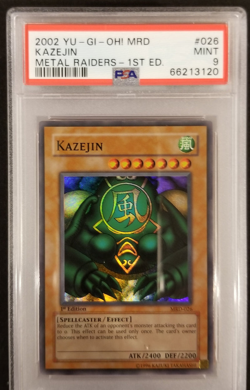 2002 YU-GI-OH! - METAL RAIDERS - KAZEJIN - 1ST EDITION - #026 - PSA 9 2002 YU-GI-OH! - METAL RAIDERS - KAZEJIN - 1ST EDITION - #026 - PSA 9