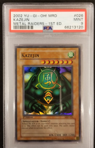 2002 YU-GI-OH! - METAL RAIDERS - KAZEJIN - 1ST EDITION - #026 - PSA 9