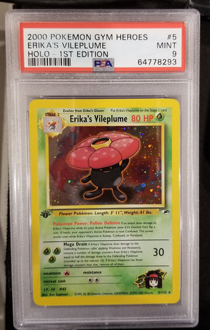 2000 POKEMON GYM HEROES - ERIKA'S VILEPLUME - HOLO - 1ST EDITION - #5 - PSA 9