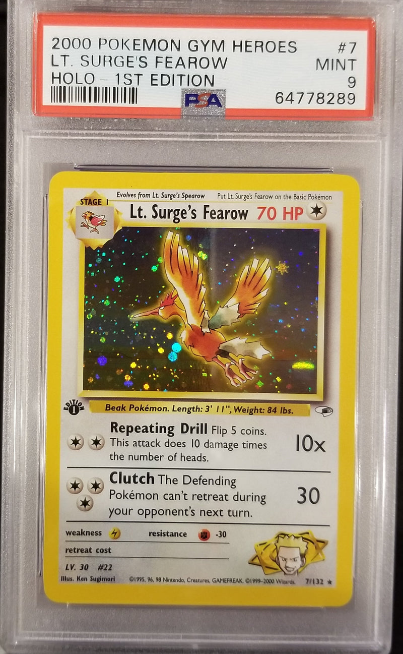 2000 POKEMON GYM HEROES - LT SURGES FEAROW - HOLO - 1ST EDITION -