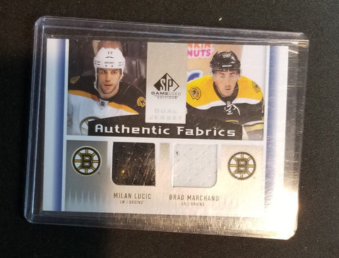 2013 UPPER DECK SP GAME USED - AUTHENTIC FABRICS - M. LUCIC / B. MARCHAND - #AF2-LM - DUAL JERSEY RELIC