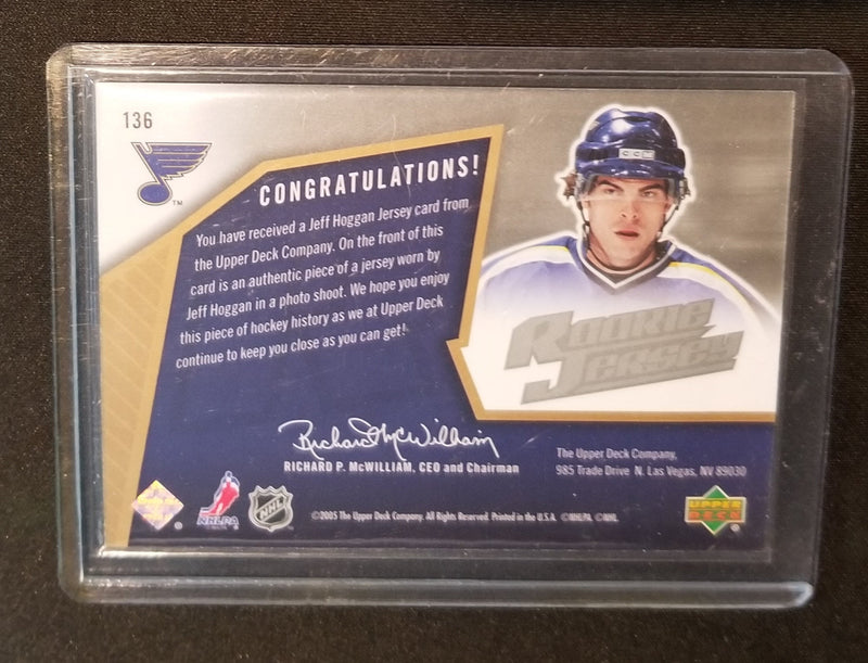 2005 UPPER DECK SPX - J. HOGGAN - #136 - #'D/1999 - RELIC - RC