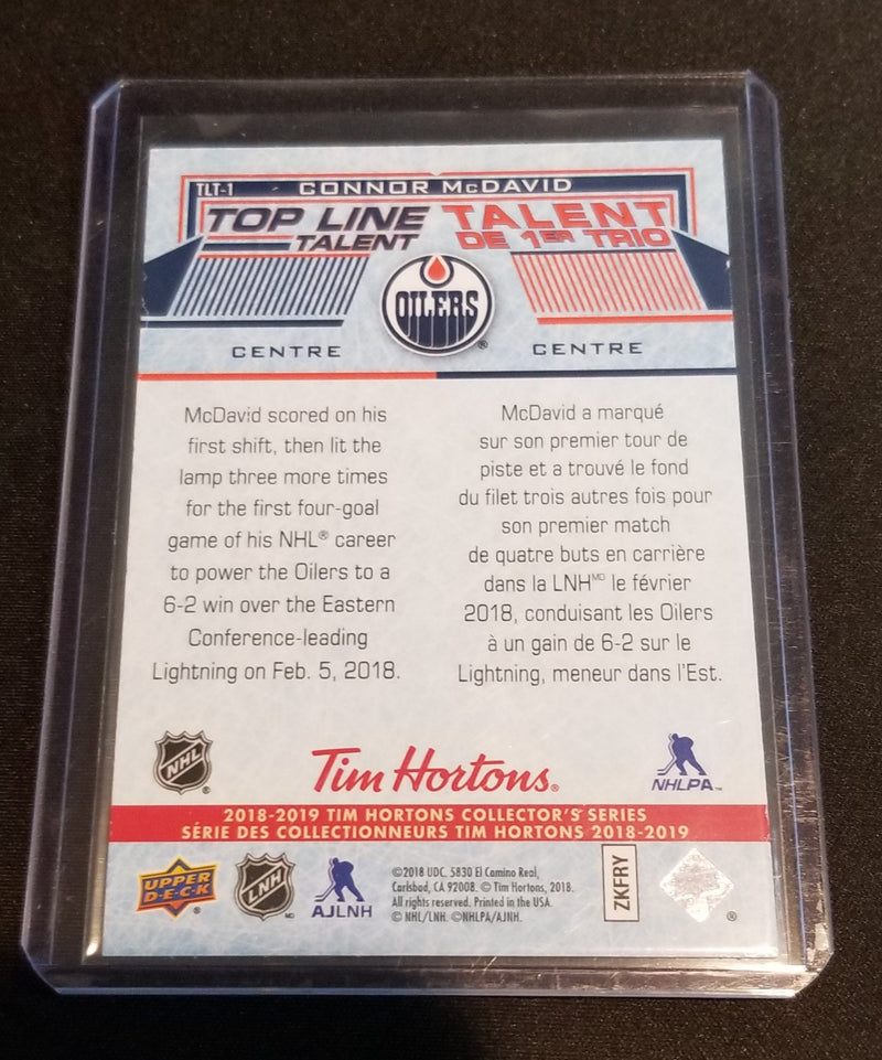 2018 UPPER DECK TIM HORTONS - TOP LINE TALENT - C. MCDAVID -