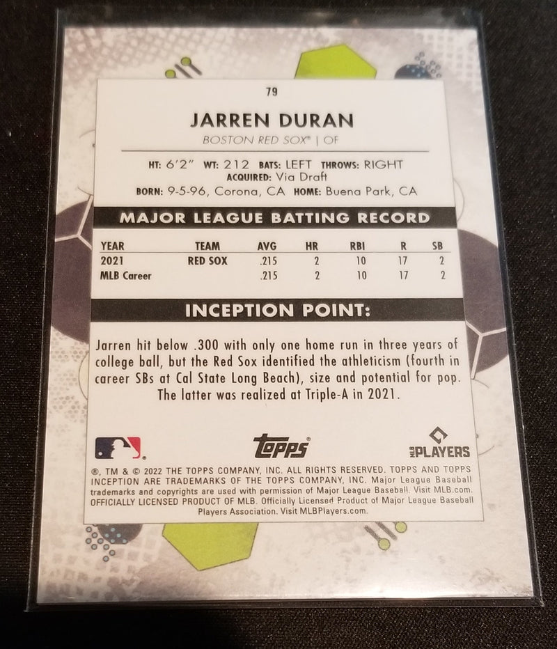 2022 TOPPS INCEPTION - GREEN - J. DURAN -