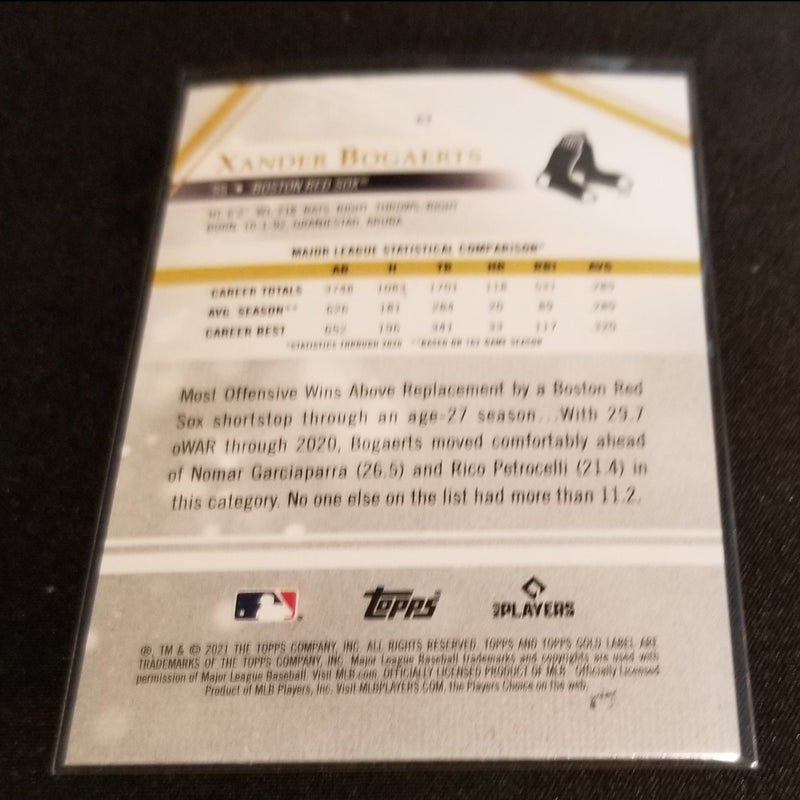 2021 TOPPS GOLD LABEL - BLACK - X. BOGAERTS -