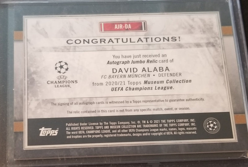 2021 TOPPS MUSEUM COLLECTION CHAMPIONS LEAGUE - D. ALABA - #AJR-DA - #'D/75 - JERSEY RELIC - AUTOGRAPH