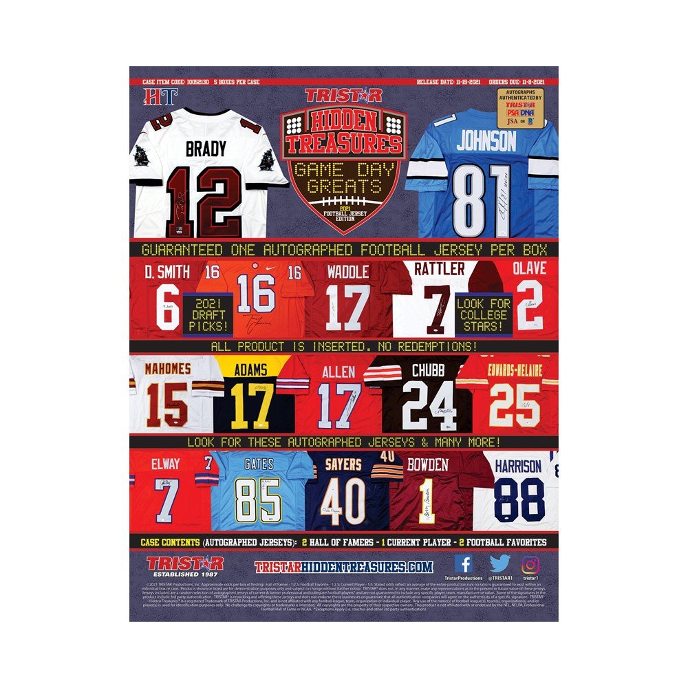 2022 TriStar Hidden Treasures Game Day Greats Autographed Jersey Edition  Football Hobby Box - Canada Card World