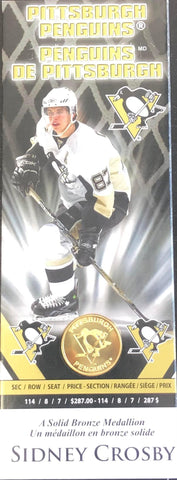 NHL MINT TICKETS - SIDNEY CROSBY - SOLID BRONZE MEDALLION