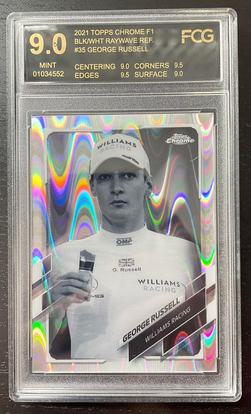 2021 TOPPS CHROME F1 - BLACK/WHITE RAYWAVE REFRACTOR - G. RUSSELL -