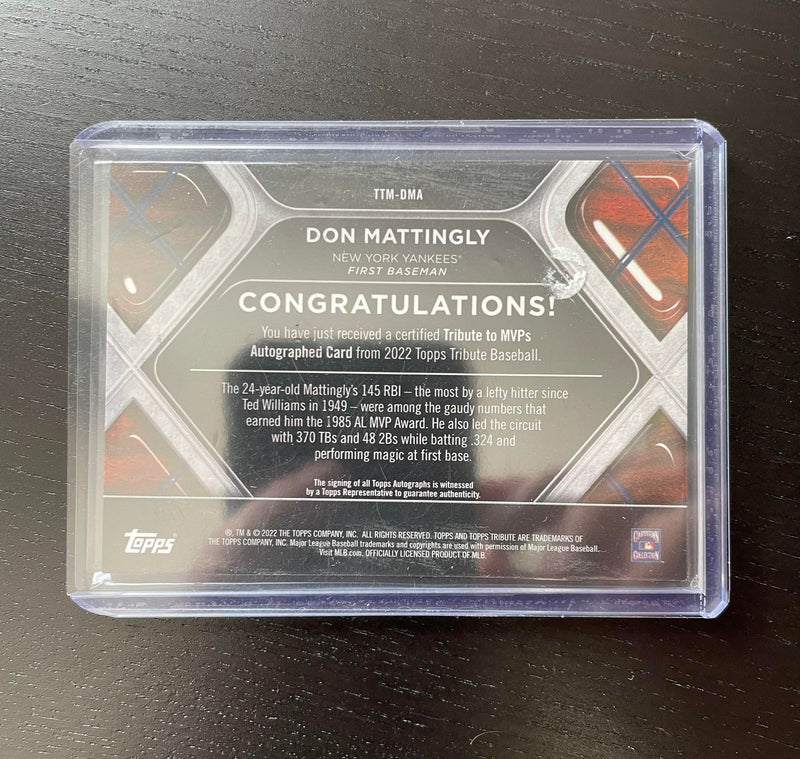 2022 TOPPS TRIBUTE - TRIBUTE TO MVPS - ORANGE - D. MATTINGLY - #TTM-DMA - #'D/25 - AUTOGRAPH
