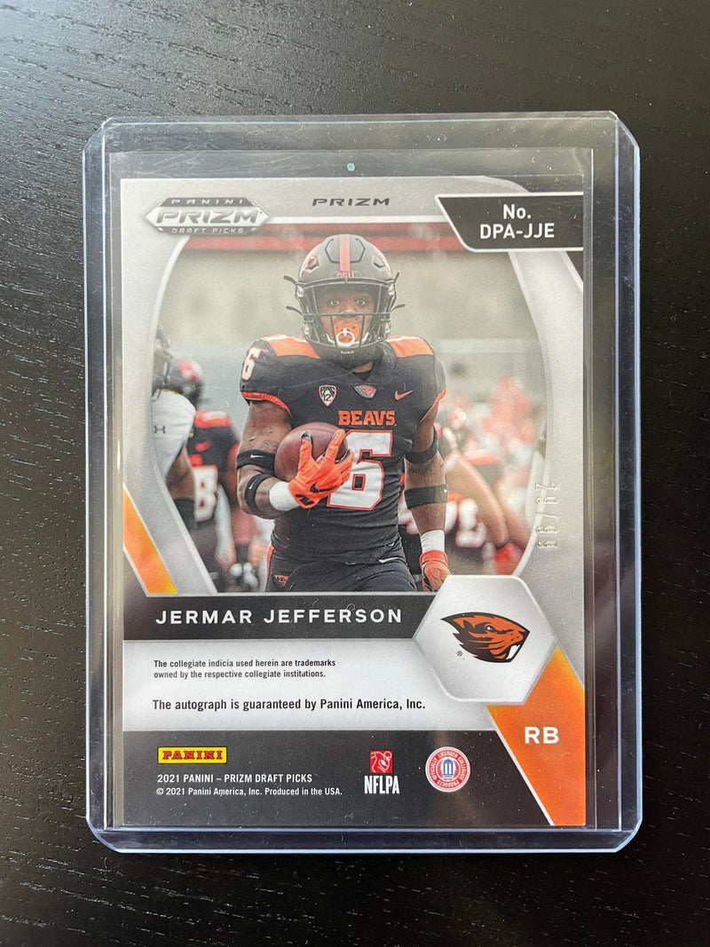 2021 PANINI PRIZM DRAFT PICKS - PURPLE CRACKED ICE PRIZM - J. JEFFERSON - #DPA-JJE - #'D/99 - AUTOGRAPH - RC