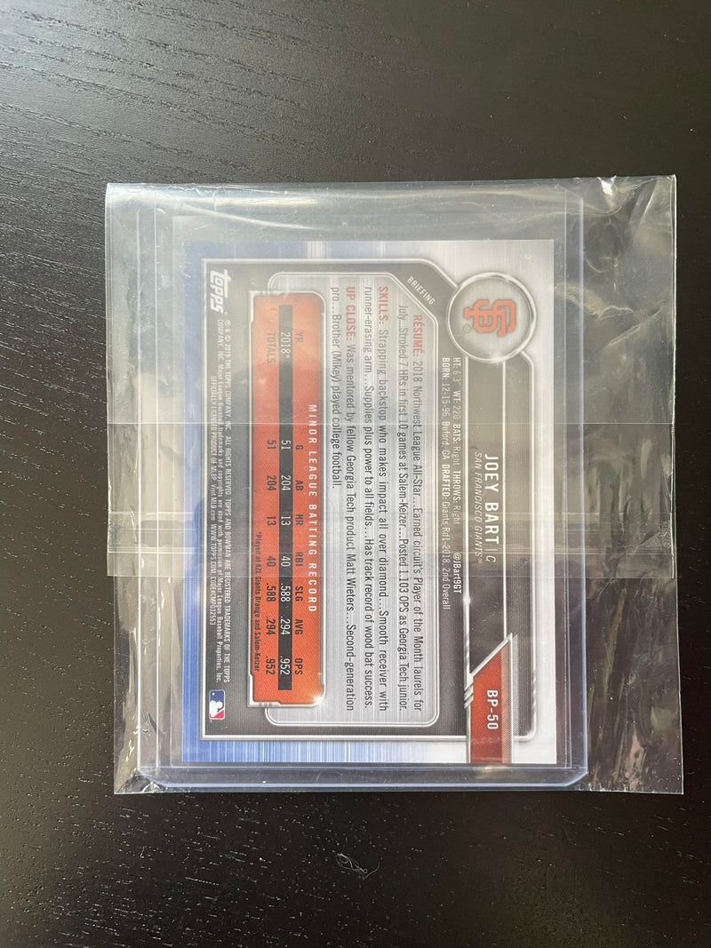 2019 TOPPS BOWMAN - GREEN - 1ST BOWMAN - J. BART - #BP-50 - #'D/99