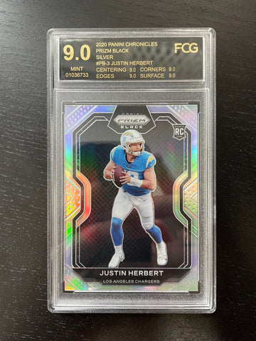 2020 PANINI CHRONICLES - PRIZM BLACK - SILVER PRIZM - J. HERBERT - #PB-3 - RC - FCG 9***