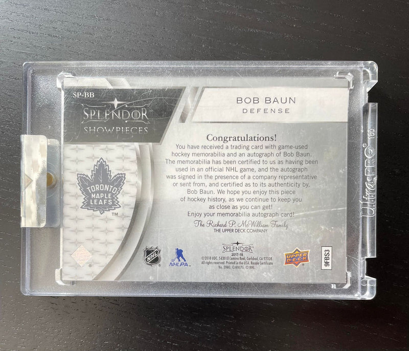 2017 UPPER DECK SPLENDOR - SHOWPIECES - B. BAUN - #SP-BB - #'D/27 - RELIC - AUTOGRAPH