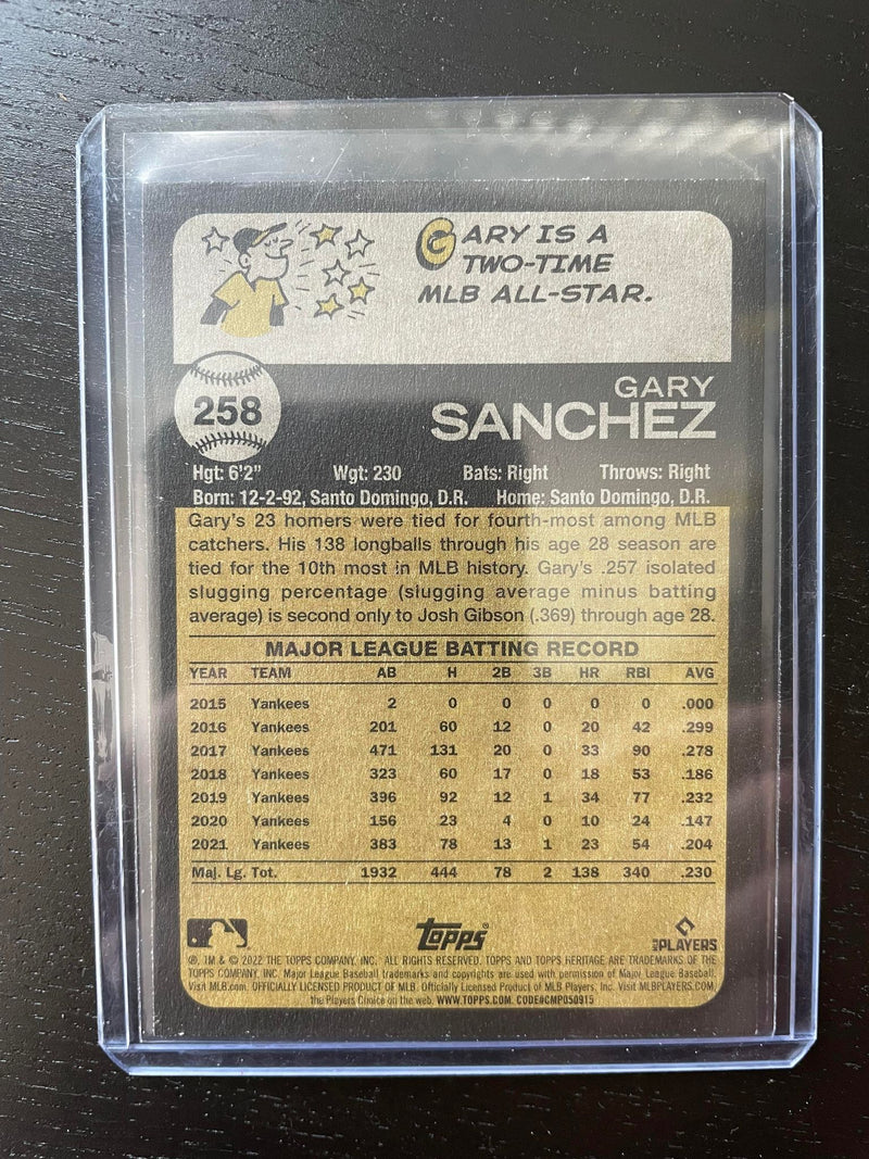 2022 TOPPS HERITAGE - BLACK BORDER - G. SANCHEZ -