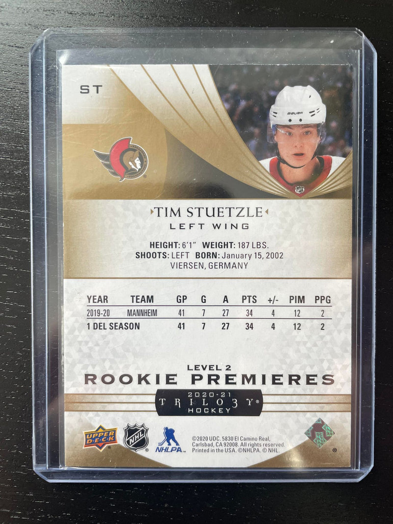 2020 UPPER DECK TRILOGY - ROOKIE PREMIERES - T. STUTZLE - #ST - #'D/499 - RC