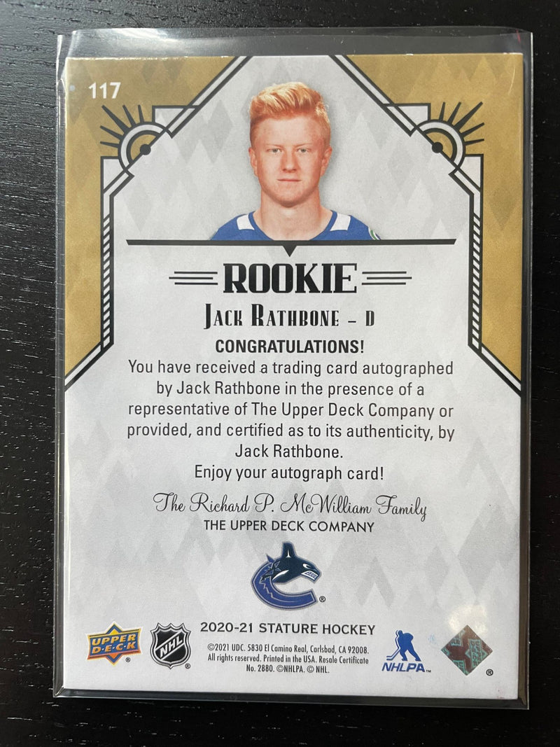 2020 UPPER DECK STATURE - ROOKIE - J. RATHBONE - #117 - #'D/199 - AUTOGRAPH - RC