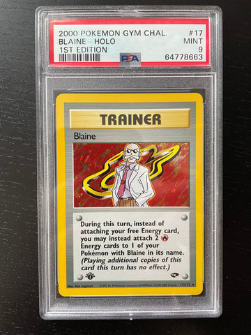POKEMON - GYM CHALLENGE - 1ST EDITION - BLAINE - HOLO - #17 - PSA 9