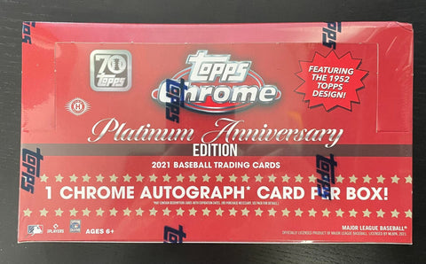 2021 TOPPS CHROME PLATINUM ANNIVERSARY BASEBALL HOBBY BOX
