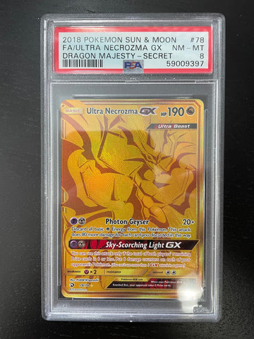 POKEMON - DRAGON MAJESTY - ULTRA NECROZMA GX - SECRET - #78 - PSA 8