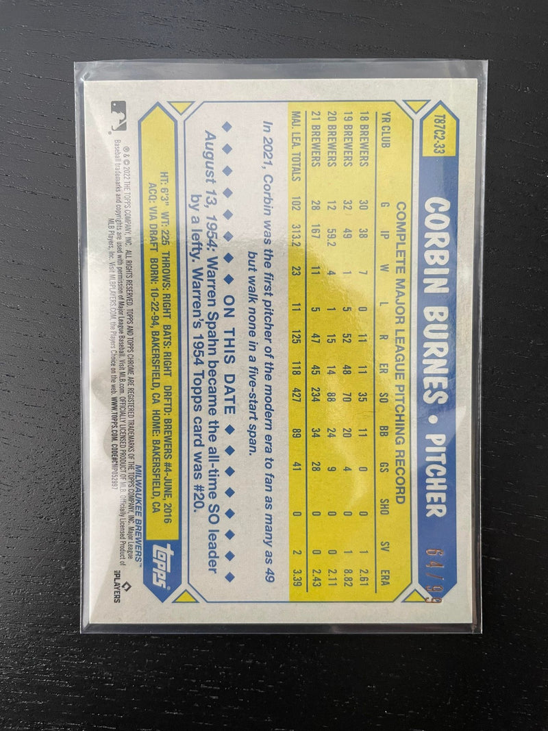 2022 TOPPS SERIES TWO - 35TH ANNIVERSARY - GREEN MOJO - C. BURNES - #T87C2-33 - #'D/99