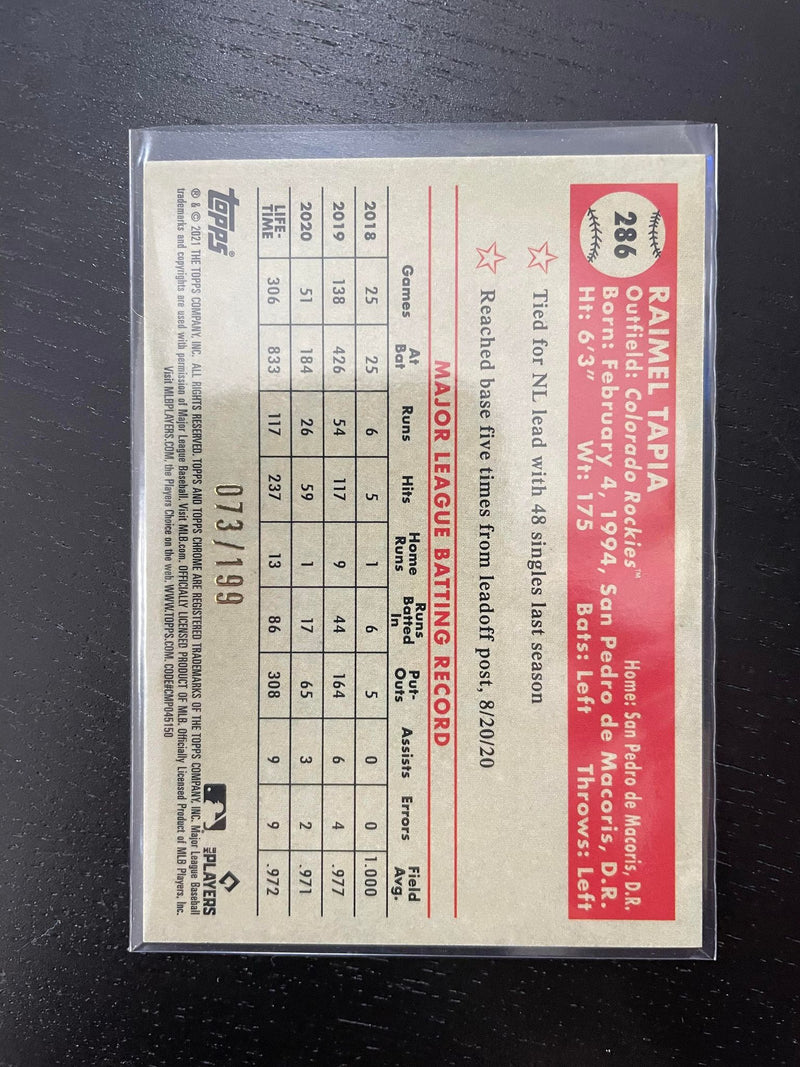 2021 TOPPS CHROME PLATINUM ANNIVERSARY - BLUE MINI DIAMOND - R. TAPIA - #286 - #'D/199