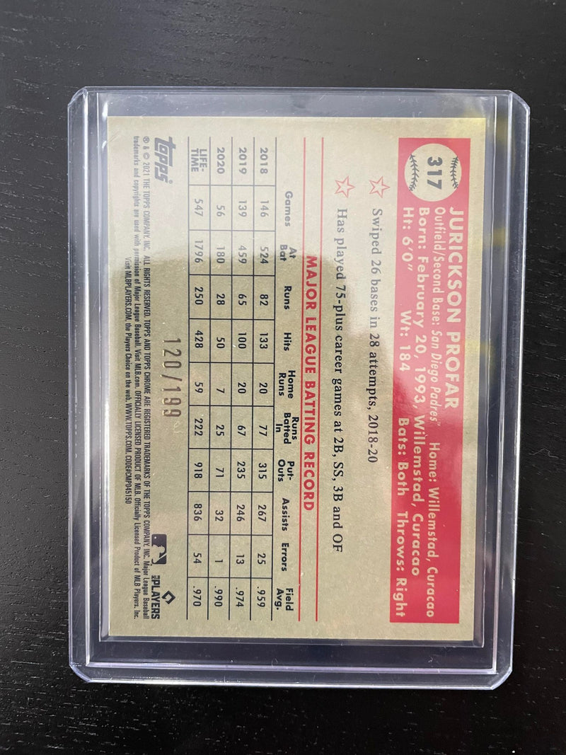 2021 TOPPS CHROME PLATINUM ANNIVERSARY - BLUE MINI DIAMOND - J. PROFAR - #317 - #'D/199