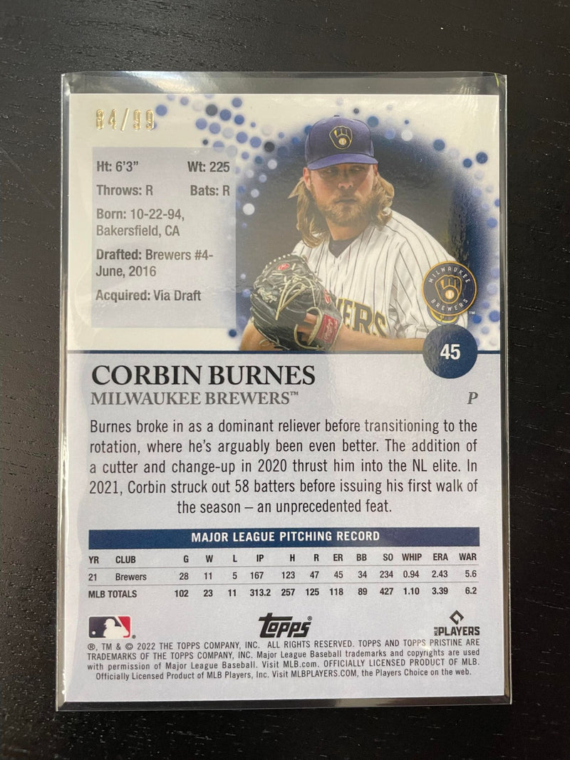 2022 TOPPS PRISTINE - PURPLE - C. BURNES - #45 - #'D/99