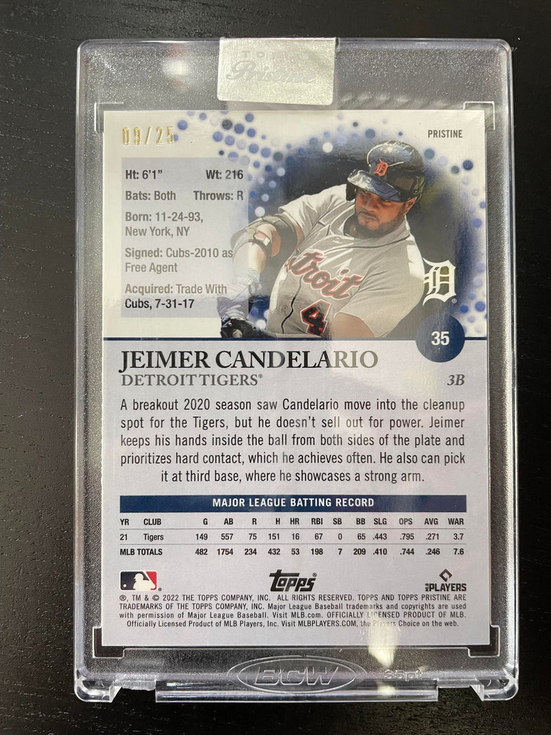 2022 TOPPS PRISTINE - ORANGE ENCASED - J. CANDELARIO - #35 - #'D/25