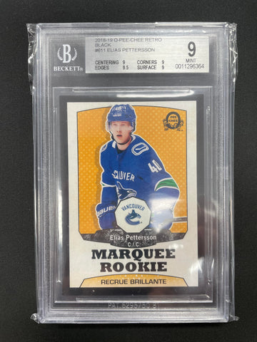 2018 UPPER DECK O-PEE-CHEE - BLACK - RETRO - E. PETTERSSON - #611 - #'D/100 - BGS 9