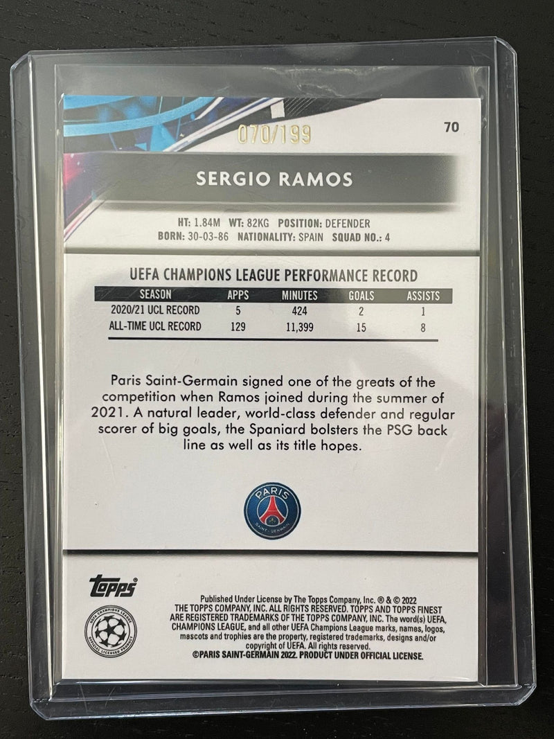 2021 TOPPS FINEST UEFA CHAMPIONS LEAGUE - RAYWAVE REFRACTOR - S. RAMOS - #70 - #'D/199