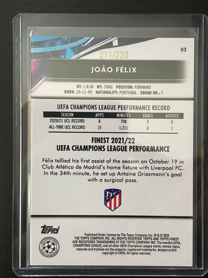 2021 TOPPS FINEST UEFA CHAMPIONS LEAGUE - YELLOW PRISM REFRACTOR - J. FELIX -