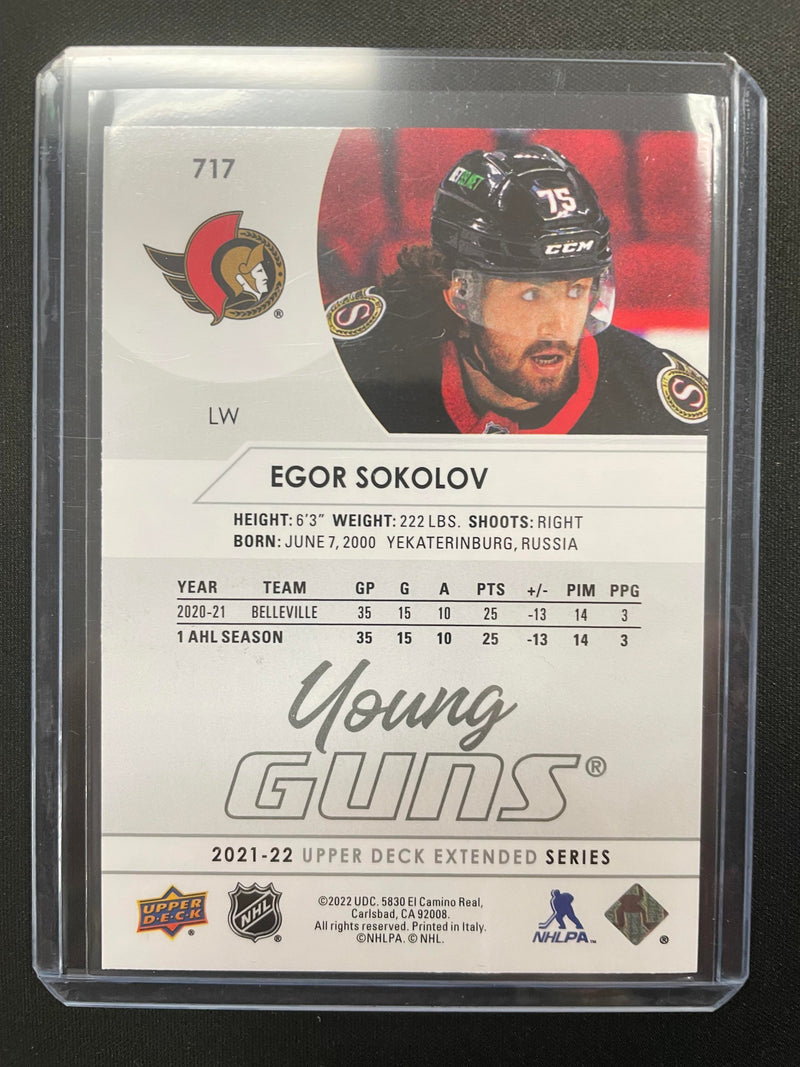 2021 UPPER DECK EXTENDED SERIES - YOUNG GUNS - E. SOKOLOV -