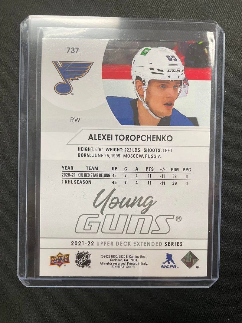 2021 UPPER DECK EXTENDED SERIES - YOUNG GUNS - A. TOROPCHENKO -