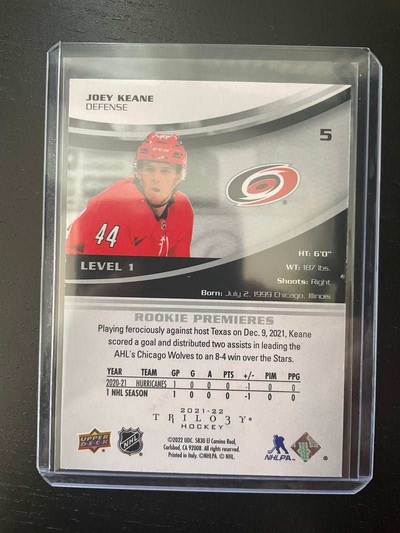 2021 UPPER DECK EXTENDED SERIES - TRILOGY ROOKIE PREMIERES - J. KEANE - #5 - #'D/999 - RC