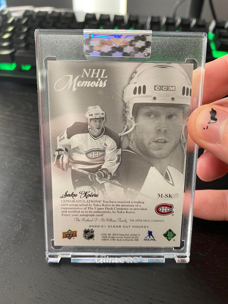 2020 UPPER DECK CLEAR CUT - NHL MEMOIRS - S. KOIVU -