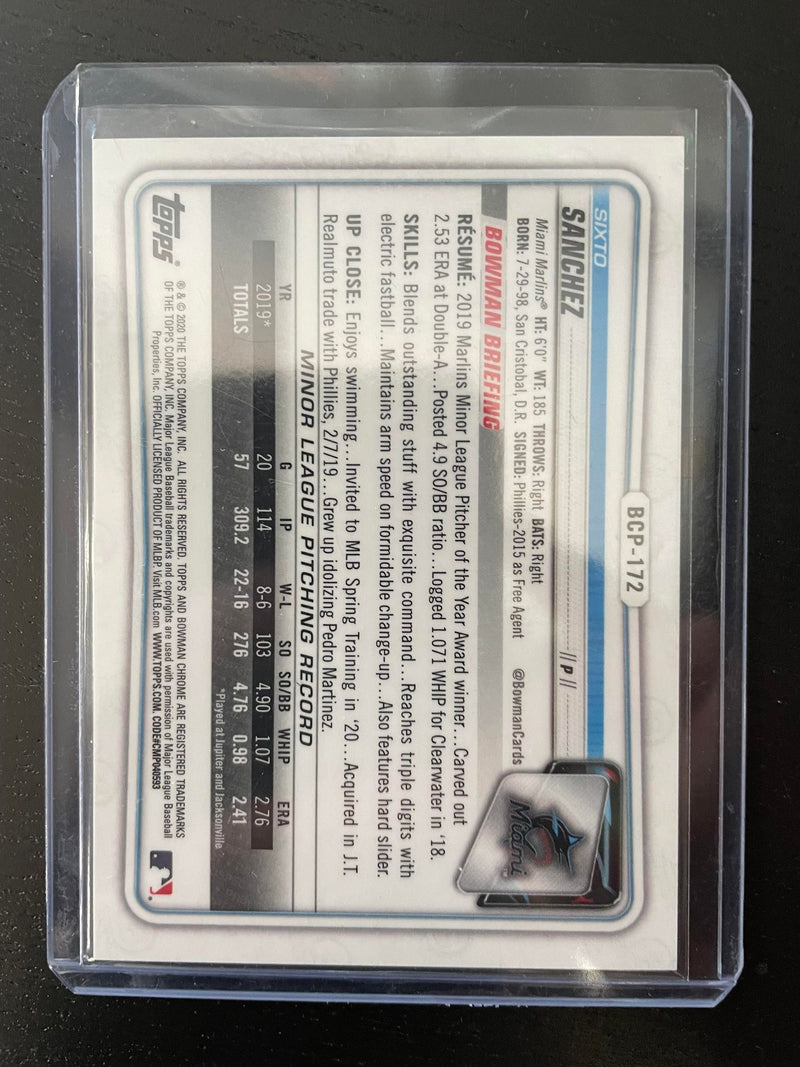 2020 TOPPS BOWMAN CHROME - BLUE MOJO REFRACTOR - S. SANCHEZ - #BCP-172 - #'D/150