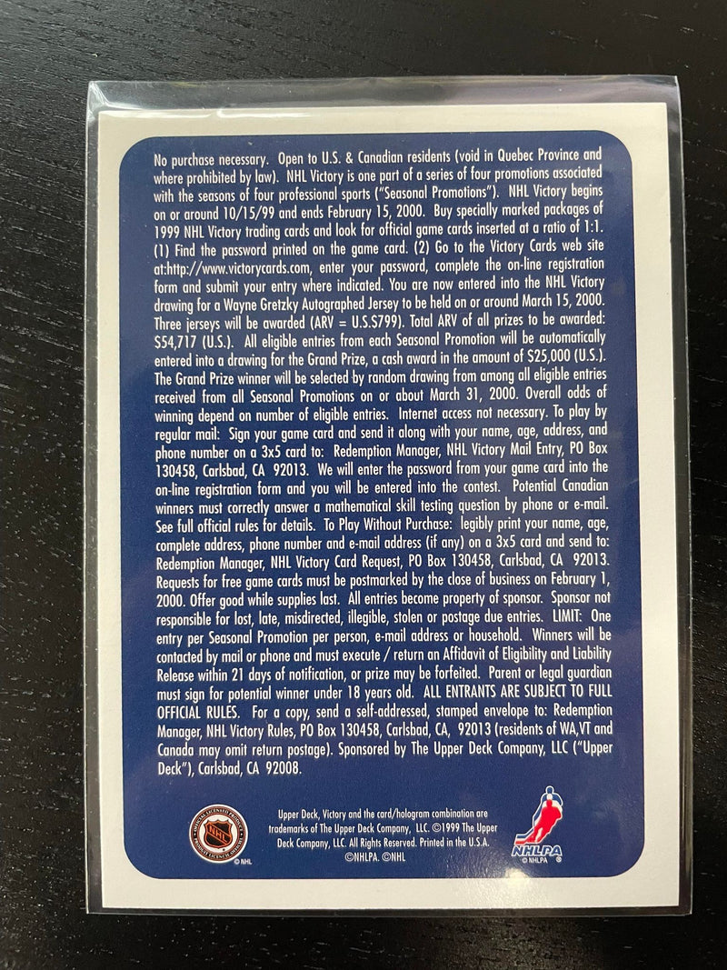 1999 UPPER DECK - WIN A JERSEY - W. GRETZKY