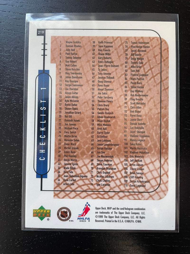1999 UPPER DECK - MVP - CHECKLIST 1-110 - W. GRETZKY -