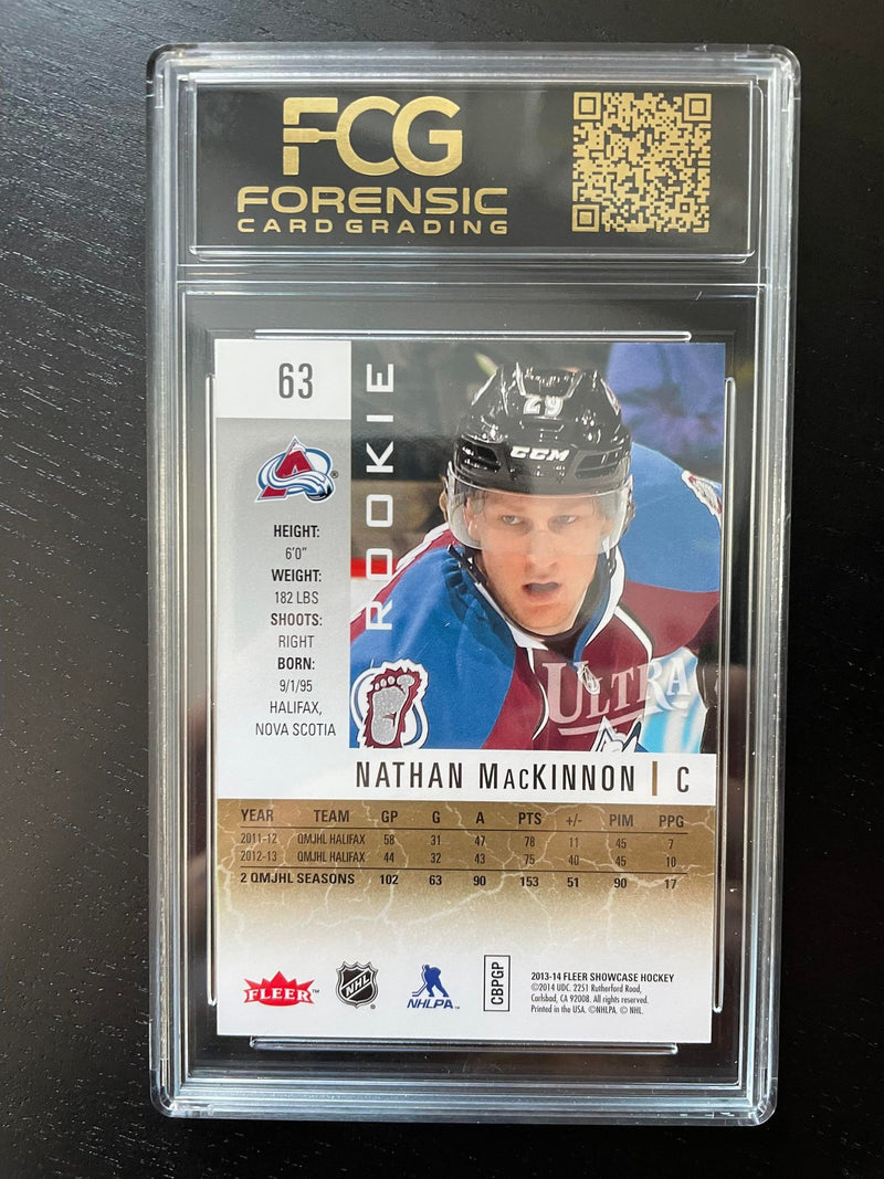 2013 FLEER SHOWCASE - ROOKIE - N. MACKINNON - #63 - #'D/499 - FCG 9 -RC