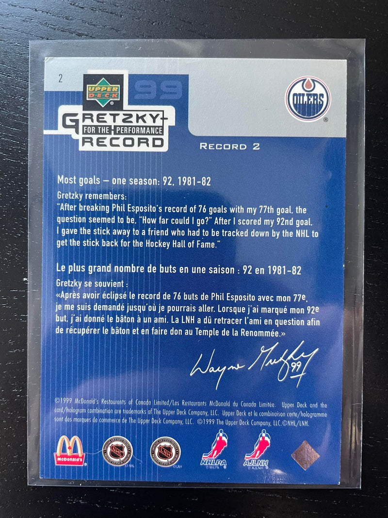 1999 UPPER DECK MCDONALD'S - FOR THE PERFORMANCE - W. GRETZKY - SELECT YOUR CARD