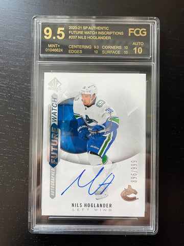 2020 UPPER DECK SP AUTHENTIC - FUTURE WATCH - N. HOGLANDER - #207 - #'D/999 - FCG 9.5 - AUTOGRAPH FCG 10 - RC***