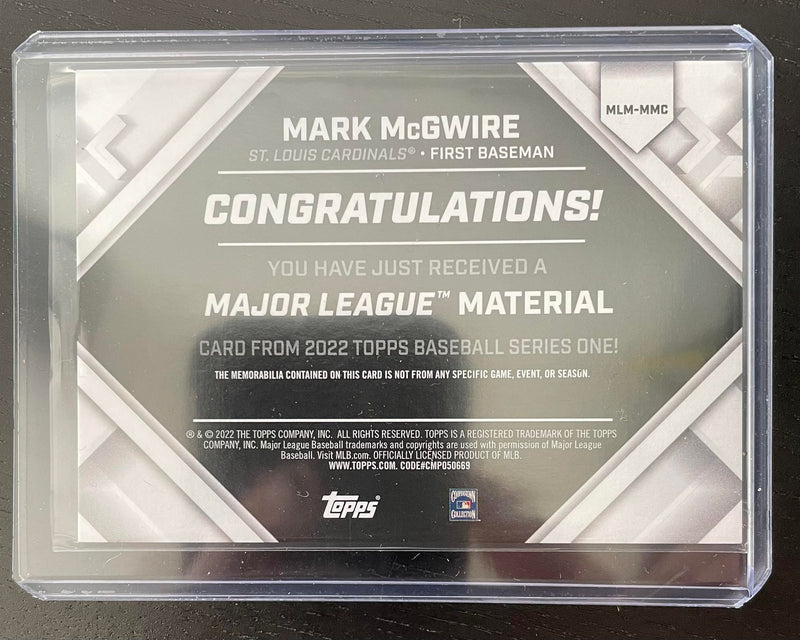 2022 TOPPS SERIES ONE - MAJOR LEAGUE MATERIAL - M. McGWIRE -